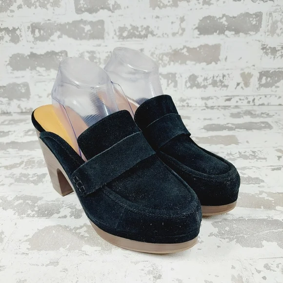 New Splendid Vina Black Suede Platform Slip On Clogs E101 - Picture 4 of 13